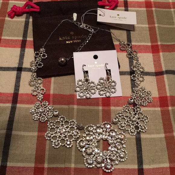 kate spade Jewelry - Kate spade sparkle necklace earrings NWT wedding